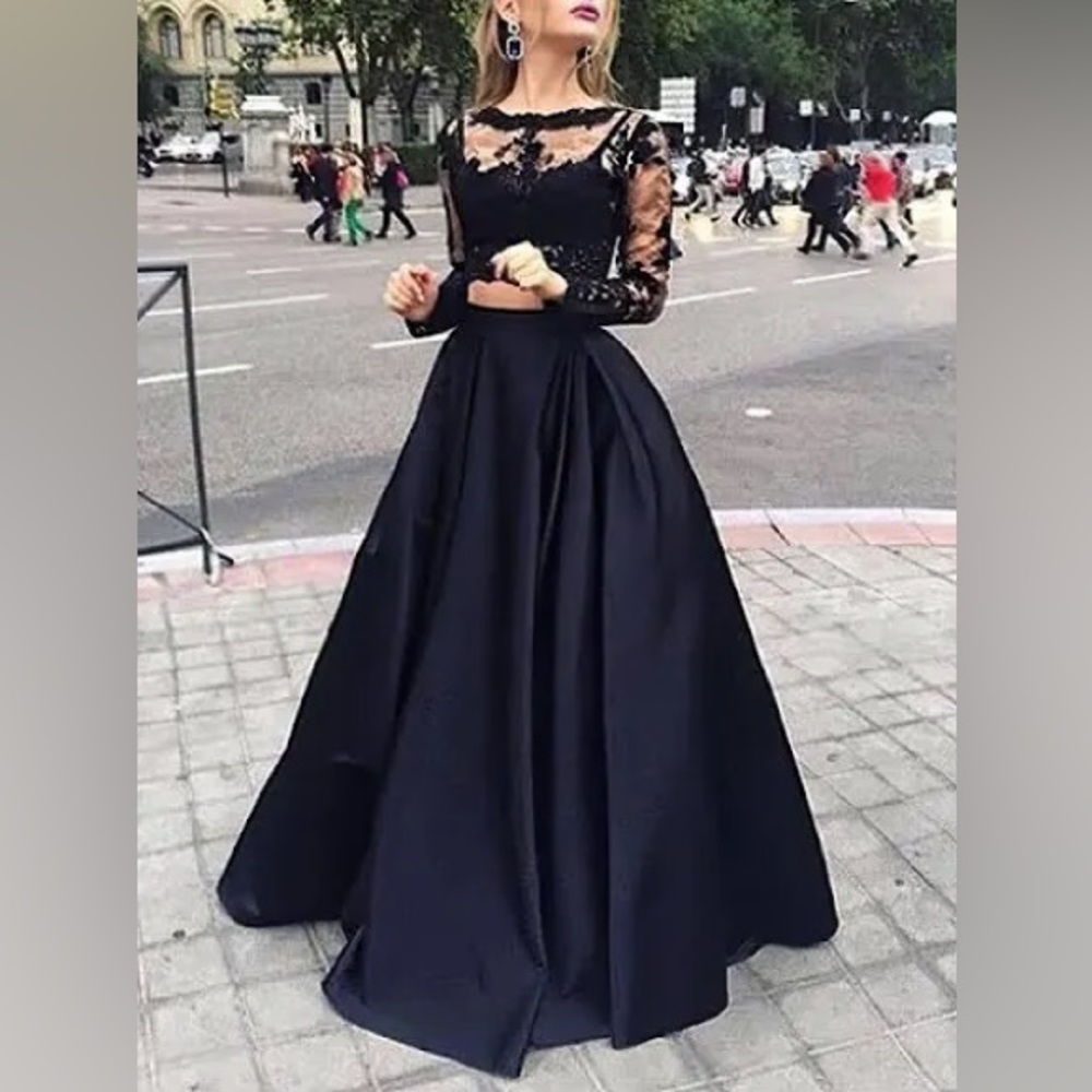 Sherri Hill Black long sleeve prom dress - size 4 - hemmed to fit 5’4”